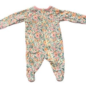Wonder Nation Floral Footie - Pink and Green